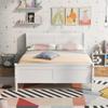 Merax Full Size Platform Bed with Headboard, Wood Full Platform Bed Frame, Wood Slat Support, White view 3
