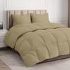 100% Organic Cotton 3 Pieces Comforter Sets Hotel Quality 400 GSM 800TC (1pc Comforter Box Stitch & 2pc Pillow Shams) (Taupe Solid Queen Size(90"X90") Inch, view 2