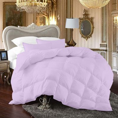 100% Organic Cotton 3 Pieces Comforter Sets Hotel Quality 400 GSM 800TC (1pc Comforter Box Stitch & 2pc Pillow Shams) (Lilac Solid Twin XL Size(68"X92") Inch,