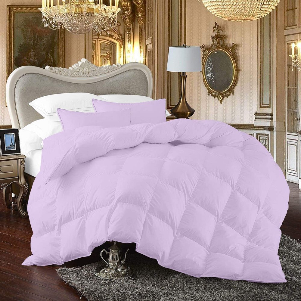 100% Organic Cotton 3 Pieces Comforter Sets Hotel Quality 400 GSM 800TC (1pc Comforter Box Stitch & 2pc Pillow Shams) (Lilac Solid Twin XL Size(68"X92") Inch,