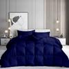 100% Organic Cotton 3 Pieces Comforter Sets Hotel Quality 400 GSM 800TC (1pc Comforter Box Stitch & 2pc Pillow Shams) (Navy Blue Solid EXPANDED Queen Size(92"X92") Inch, view 1