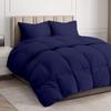 100% Organic Cotton 3 Pieces Comforter Sets Hotel Quality 400 GSM 800TC (1pc Comforter Box Stitch & 2pc Pillow Shams) (Navy Blue Solid EXPANDED Queen Size(92"X92") Inch, view 2