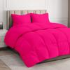 100% Organic Cotton 3 Pieces Comforter Sets Hotel Quality 400 GSM 800TC (1pc Comforter Box Stitch & 2pc Pillow Shams) (Hot Pink Solid Full Size(82"X86") Inch, view 2