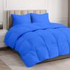 100% Organic Cotton 3 Pieces Comforter Sets Hotel Quality 400 GSM 800TC (1pc Comforter Box Stitch & 2pc Pillow Shams) (Royal Blue Solid Full Size(82"X86") Inch, view 2