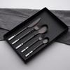 Flatware Sets 20 Piece White Black Silverware Set for 4 Home Kitchen Set for Cutlery Include Knife Fork Spoon Dessert Spoon and fork view 1