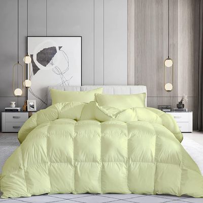 100% Organic Cotton 3 Pieces Comforter Sets Hotel Quality 400 GSM 800TC (1pc Comforter Box Stitch & 2pc Pillow Shams) (Ivory Solid California King Size(96"X102") Inch,