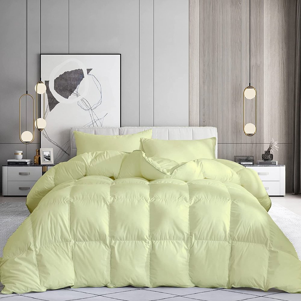 100% Organic Cotton 3 Pieces Comforter Sets Hotel Quality 400 GSM 800TC (1pc Comforter Box Stitch & 2pc Pillow Shams) (Ivory Solid Full XL Size(88"X92") Inch,