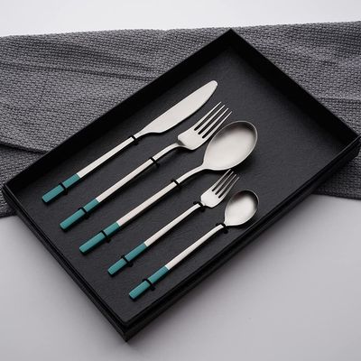 Flatware Sets 20 Piece Blue Silverware Set for 4 Home Kitchen Set for Cutlery Include Knife Fork Spoon Dessert Spoon and fork