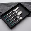 Flatware Sets 20 Piece Blue Silverware Set for 4 Home Kitchen Set for Cutlery Include Knife Fork Spoon Dessert Spoon and fork view 1