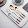 Flatware Sets 20 Piece Blue Silverware Set for 4 Home Kitchen Set for Cutlery Include Knife Fork Spoon Dessert Spoon and fork view 3