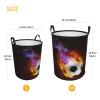 Boys Laundry Basket with Fire Soccer Ball Pattern Sports-Themed Clothes Hampers for Teens Girls Men Room, Foldable Large Dirty Clothes Hampers with Handles for Living Room Bedroom Kitchen view 3