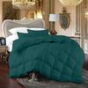100% Organic Cotton 3 Pieces Comforter Sets Hotel Quality 400 GSM 800TC (1pc Comforter Box Stitch & 2pc Pillow Shams) (Teal Solid Twin Size(68"X90") Inch, view 1