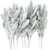 12Pcs Snowy Artificial Pine Needles - Branches Twigs 10.6" Frosted Pine Picks Greenery Stems for Crafts, Wreaths, Garlands - Holiday Decor view 1