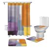 YESOF66 4PCS Bathroom Mat Sets,Abstract Painting Art Style Purple Orange Grey Yellow Bathroom Decor Shower Curtain Bath Mat Non-Slip Toilet Seat Cover Bathroom Mat 66x72in&Large Rugs view 1