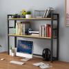 GUODDM 2tier Desktop Bookshelf for Computer Desk - Adjustable Countertop Hutch Bookshelf, Steel Frame Ladder Countertop Hutch Bookcase Organizer Shelf, Home Office Storage Display Rack view 1