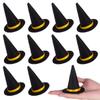 NUOBESTY 10Pcs Mini Felt Witch Hats, Wine Bottle Decor Wine Bottle Toppers Miniature Witch Hat Caps for Halloween Decor, DIY Projects, Dolls, Cupcakes view 1