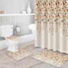 YESOF66 4PCS Bathroom Mat Sets,Flower Orange Blue Cherry Blossoms Cotton Linen Background Bathroom Decor Shower Curtain Bath Mat Non-Slip Toilet Seat Cover Bathroom Mat 72x72in&Small Rugs view 4
