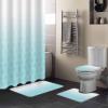 YESOF66 4PCS Bathroom Mat Sets,Blue White Ombre Geometric Trellis Morrocan Bathroom Decor Shower Curtain Bath Mat Non-Slip Toilet Seat Cover Bathroom Mat 72x72in&Large Rugs view 2