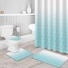 YESOF66 4PCS Bathroom Mat Sets,Blue White Ombre Geometric Trellis Morrocan Bathroom Decor Shower Curtain Bath Mat Non-Slip Toilet Seat Cover Bathroom Mat 72x72in&Large Rugs view 3