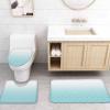 YESOF66 4PCS Bathroom Mat Sets,Blue White Ombre Geometric Trellis Morrocan Bathroom Decor Shower Curtain Bath Mat Non-Slip Toilet Seat Cover Bathroom Mat 72x72in&Large Rugs view 4
