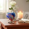 eSplanade Metal Mini Cremation Urn Heart-Shaped Keepsake Memorial Jar Pot Container | Small Urn for Funeral Ashes Burial | Wave Textured Metal Keepsake with Stand | Multicolor - 2.75" Inches view 2
