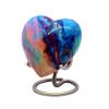 eSplanade Metal Mini Cremation Urn Heart-Shaped Keepsake Memorial Jar Pot Container | Small Urn for Funeral Ashes Burial | Wave Textured Metal Keepsake with Stand | Multicolor - 2.75" Inches view 3