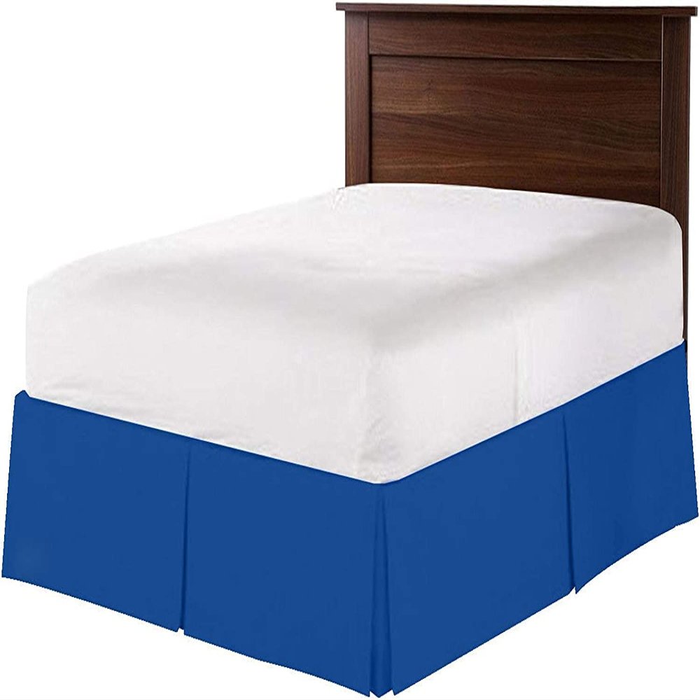1 Piece Split Corners with Box Pleated Egyptian Cotton Bed Skirt 1000 Thread Count 15 Inch Drop Easy Fit Luxury Bedding Collection (Oversized King, Royal Blue)