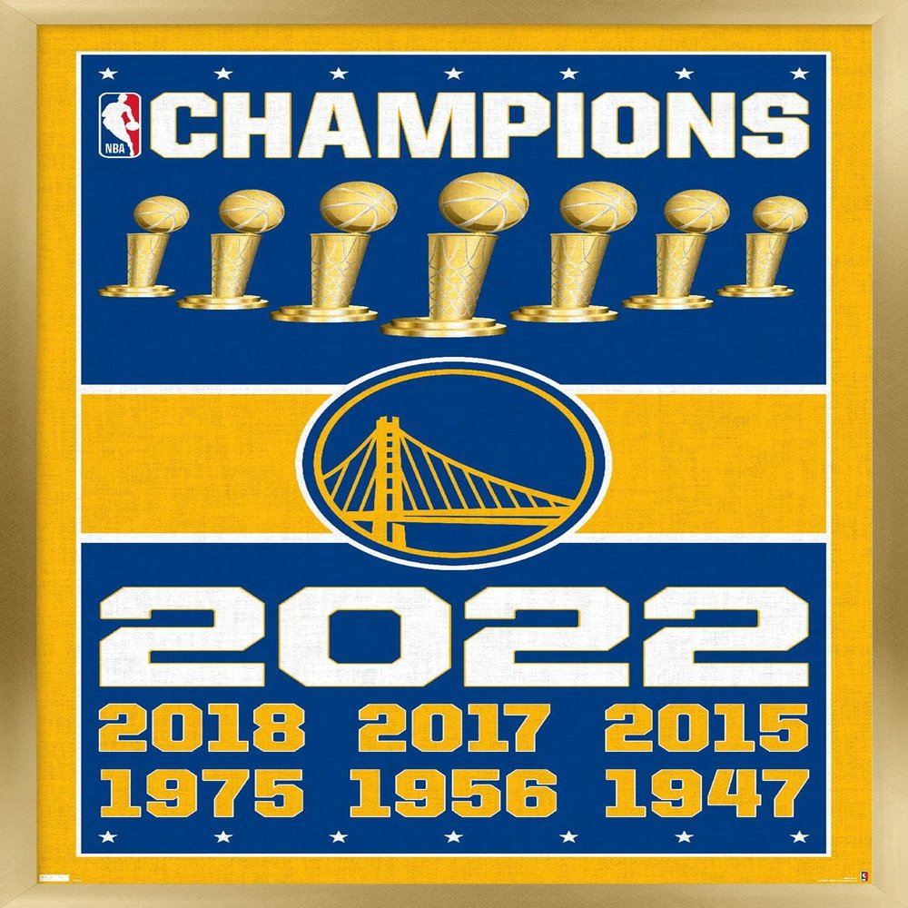 Trends International NBA Golden State Warriors - Champions 22 Wall Poster, 22.375" x 34", Gold Framed Version