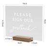 Hanna Roberts Set of 3 Wedding Reception, Ceremony, Party, Table Decoration Signs with Holder | Favors Please Take One | Please Sign Our Guestbook | Cards and Gifts (Clear, Walnut) view 4