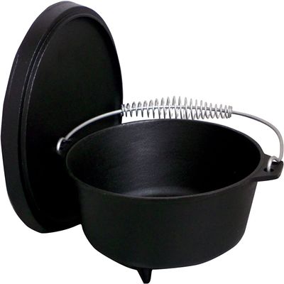4 Qt. Seasoned Cast Iron Dutch Oven with Feet and Coal Lid