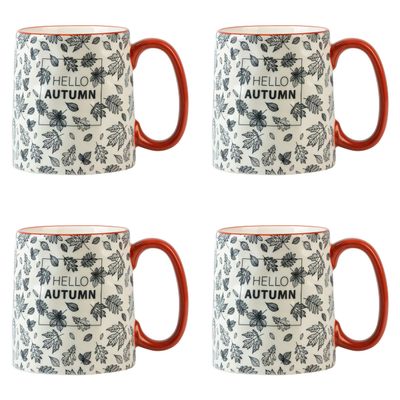 10 Strawberry Street Hello Autumn Bella Mug, Set of 4 - Blue