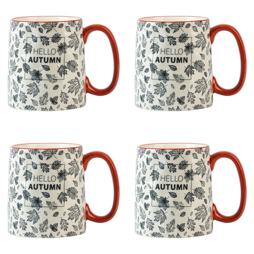 10 Strawberry Street Hello Autumn Bella Mug, Set of 4 - Blue