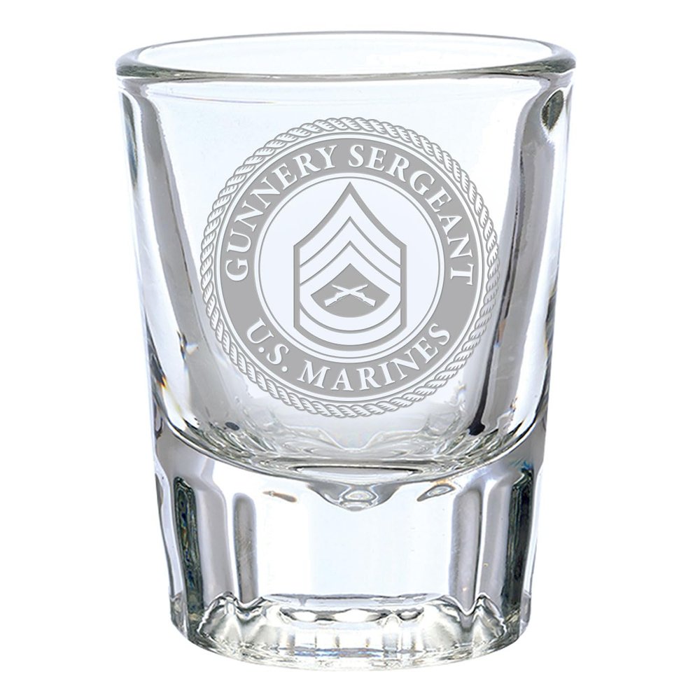 7.62 Design U.S. Marine Corps E-7 Gunnery Sergeant Deep Etched 1.5 oz. Shot Glass