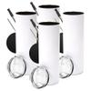 15oz Totally Straight Stainless Steel Sublimation Tumbler with Stainless Steel Straws and Reclosable Leakproof Lids - 4 PACK (Ultra Pack) view 1