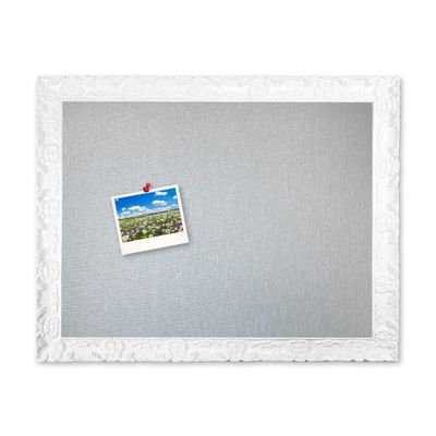 Glam Framed Gray Fabric Bulletin Board Handcrafted (24x30, Pure White)