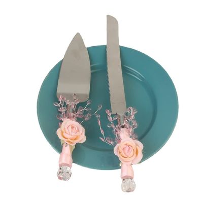 2 Pieces-Pink Series Cake Shovel Wedding Site Prop Bread Knife Western Wedding Supplies Stainless Steel Cake Shovel Server Set Birthday Party Pizza and Fork Baking Tools