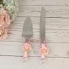 2 Pieces-Pink Series Cake Shovel Wedding Site Prop Bread Knife Western Wedding Supplies Stainless Steel Cake Shovel Server Set Birthday Party Pizza and Fork Baking Tools view 2