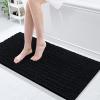 Arotive Luxury Bathroom Rugs 47x17, Extra Soft Thick Absorbent Shaggy Chenille Bath Rugs, Non-Slip Machine Wash Dry, Bath Mats for Bathroom Floor, Tub and Shower, Home Decor Accessories, Black view 1