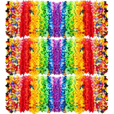 AMAZING TIME 150 Count Hawaiian Lei Bulk, Tropical Luau Hawaii Theme Silk Flower Lei, Party Favors for Beach Holiday Wedding Birthday Party, Aloha Summer Party Decorations