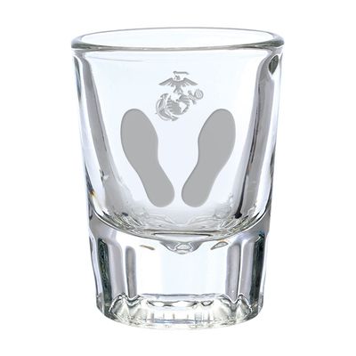 7.62 Design U.S. Marine Corps MCRD Footprints Deep Etched 1.5 oz. Shot Glass