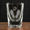 7.62 Design U.S. Marine Corps MCRD Footprints Deep Etched 1.5 oz. Shot Glass view 2