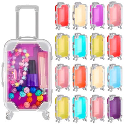 Juexica 18 Pcs Mini Suitcase Party Favor Gift Box 6.7 x 3.8 x 2 Inches 9 Colors Plastic Tiny Travel Luggage for Candy Makeup Jewelry Birthday Cruise Trip Wedding Bachelorette Party Favor