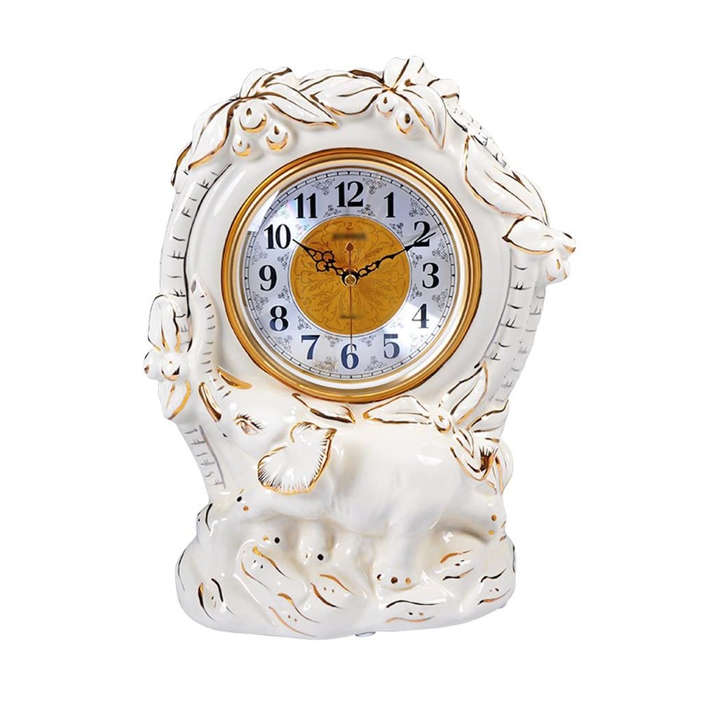 TOMYEUS Table Clock Retro Table Clock Living Room Home Table Clock Bedroom Silent Clock Ornaments Elegant Study Table Desktop Clock Decoration Desk Clock