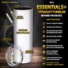 30oz Totally Straight Stainless Steel Sublimation Tumbler with Stainless Steel Straws and Reclosable Leakproof Lids - 4 PACK (Essentials+ Pack) view 3