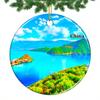 China Lugu Lake Christmas Ornament 2022 Hanging Xmas Tree Pendant Decoration Double Sided Ceramic Souvenir Travel Gift 2.8 Inch view 1