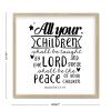 7x7in Framed Wood Sign with Bible Verse All Your Children Shall Be Taught by the Lord and Great Shall Be the Peace of Your Children Chic Style Beige Frame Wooden Plaque for Office Farmhouse Wall Decor view 2