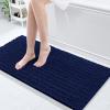 Arotive Luxury Bathroom Rugs 47x17, Extra Soft Thick Absorbent Shaggy Chenille Bath Rugs, Non-Slip Machine Wash Dry, Bath Mats for Bathroom Floor, Tub and Shower, Home Decor Accessories, Navy view 1