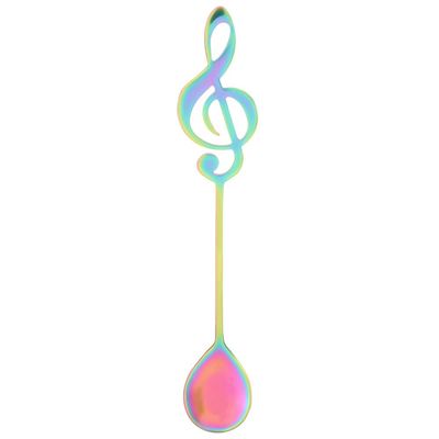 Alvinlite Music Note Spoons, Creative Cute Teaspoons 18/10 Stainless Steel Staff Musical Notation Shaped Coffee Spoons (Colorful) music