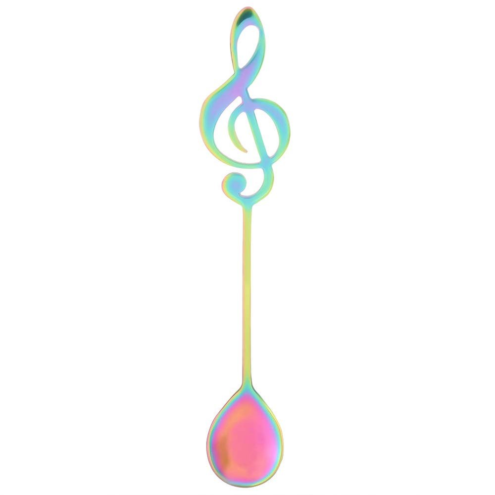 Alvinlite Music Note Spoons, Creative Cute Teaspoons 18/10 Stainless Steel Staff Musical Notation Shaped Coffee Spoons (Colorful) music