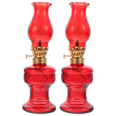 2pcs Vintage -Style Kerosene Lamp for Weddings Home Decoration Festive Lanterns for Indoor Use for Celebrations and Special Occasions